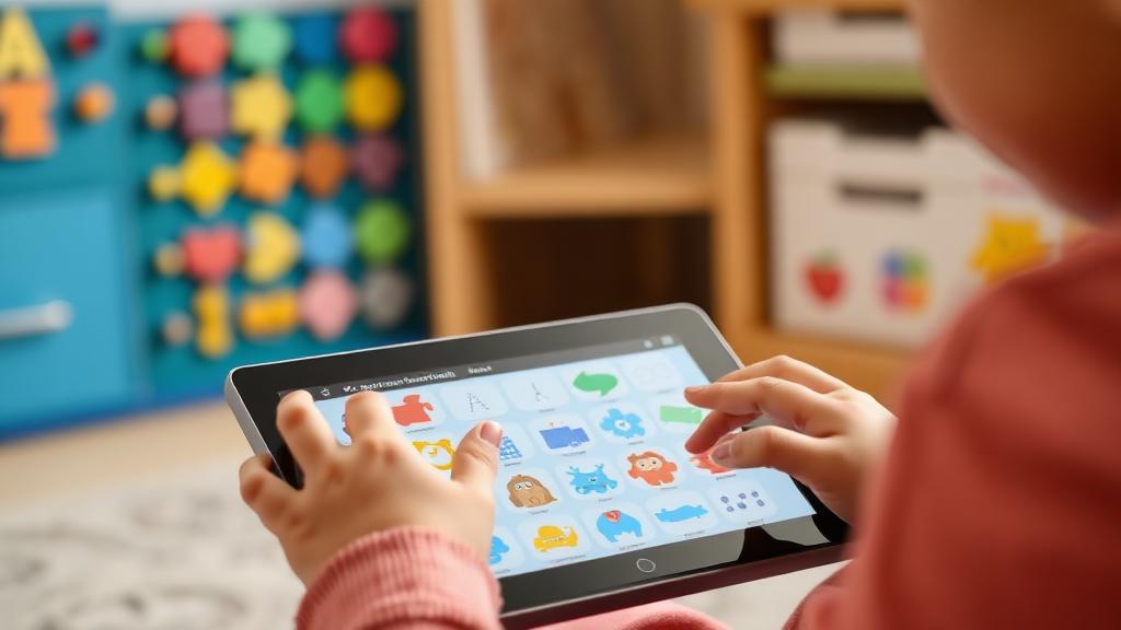 Child using AAC communication device to express needs