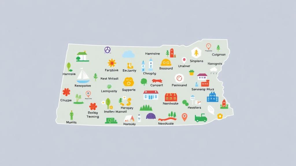 New Hampshire state map with autism resource locations