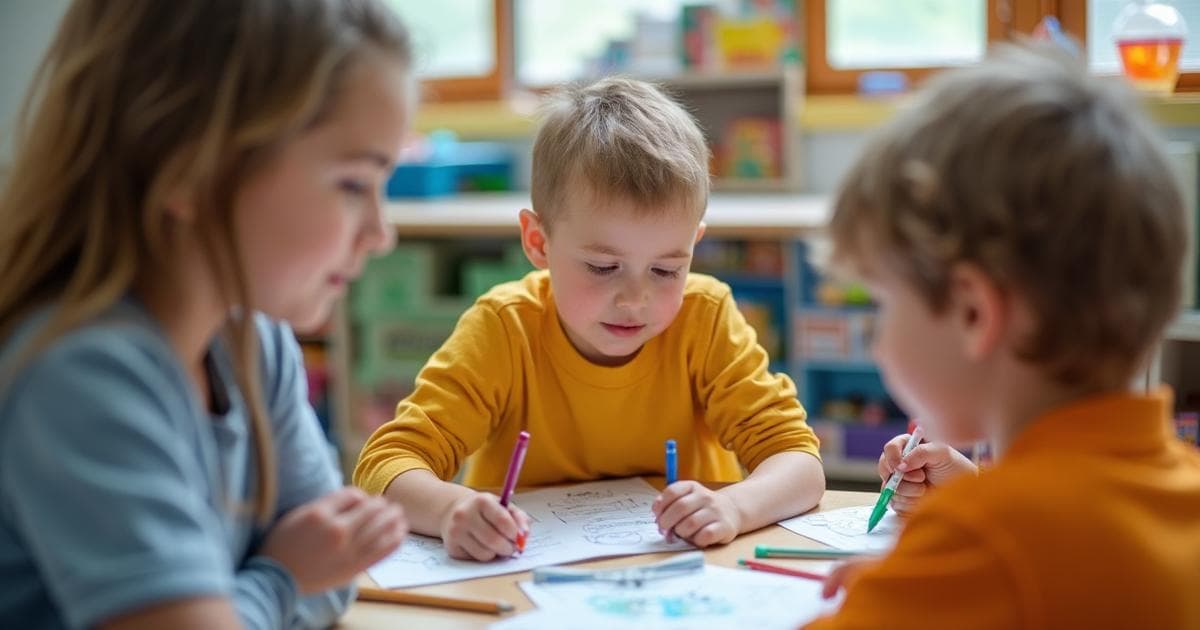 Children in social skills group playing together
