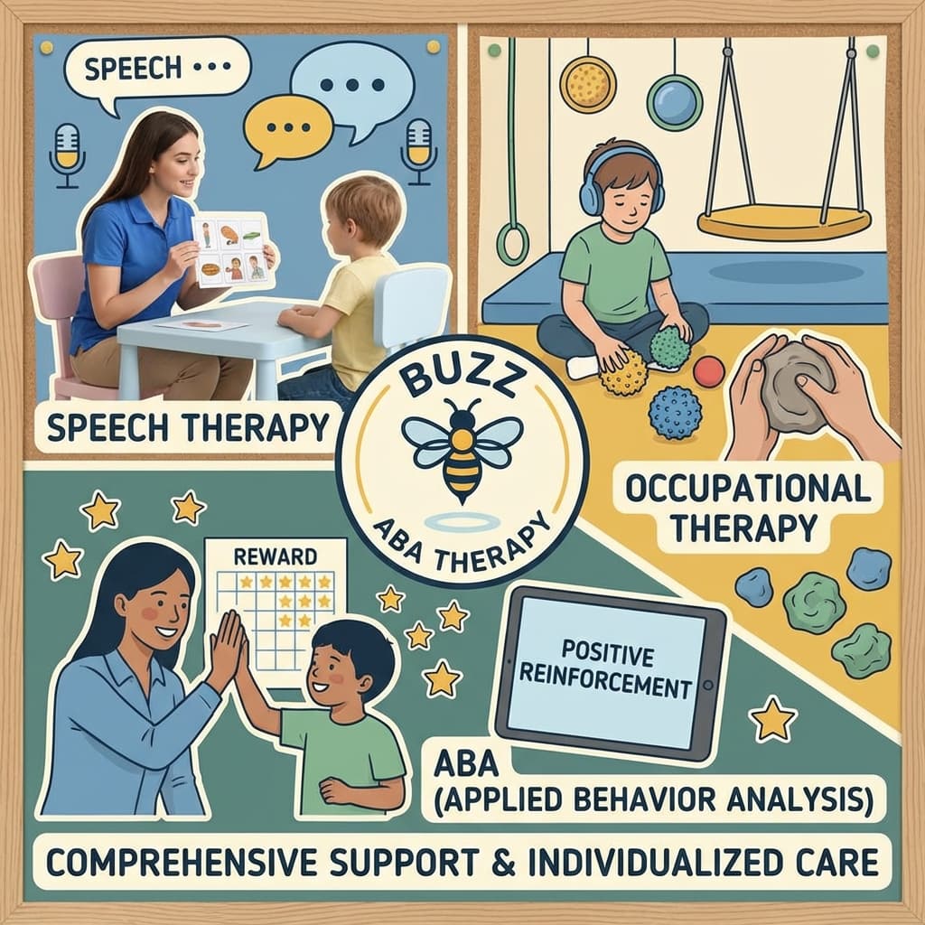 Therapists working with children using different therapy approaches